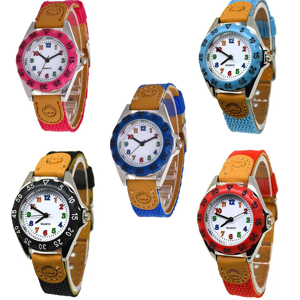 

Student Watch Cartoon Durable Nylon Strap Precise Quartz Movement Lovely Colorful Wristwatch for Children Students Watch