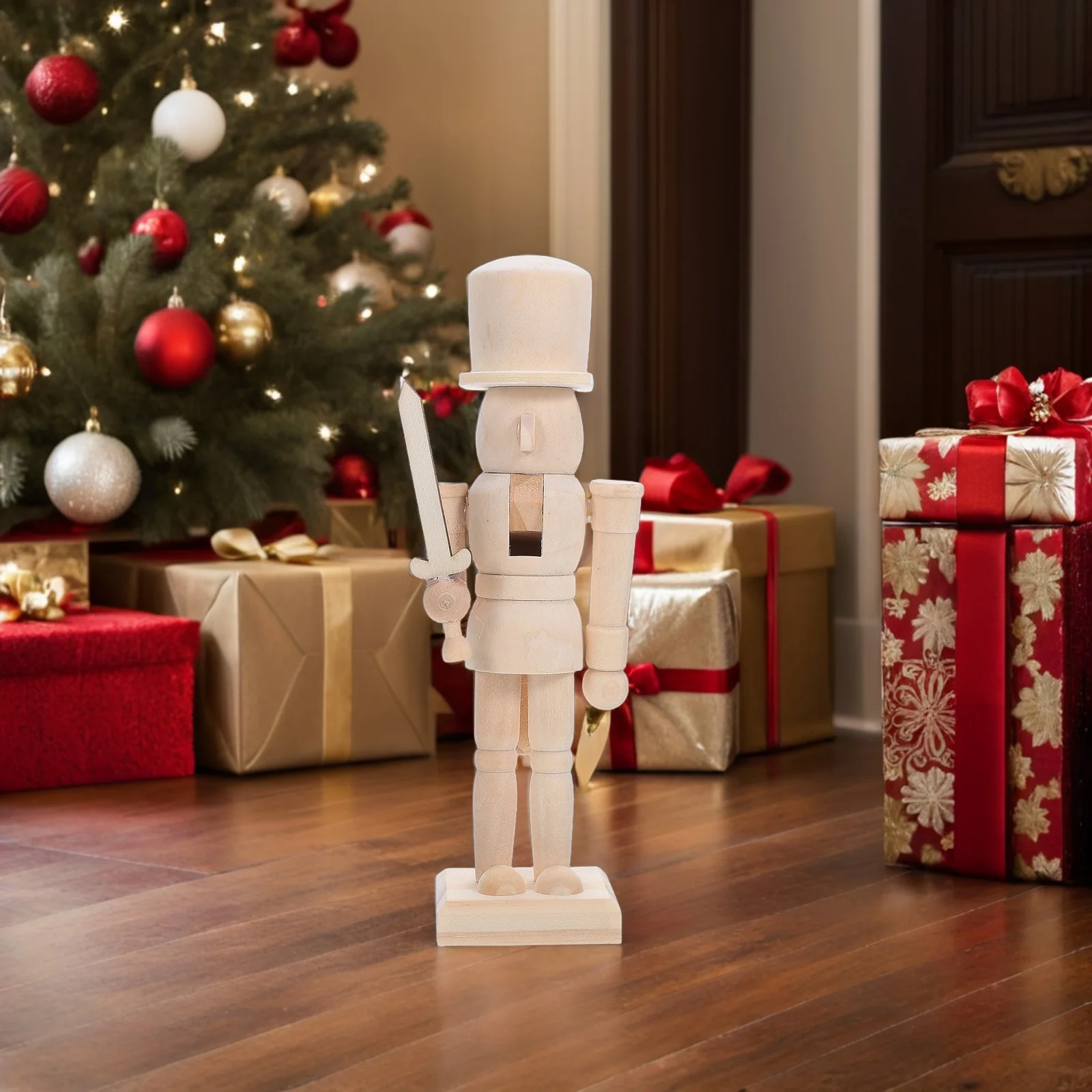 

DIY Wooden Nutcracker Soldier Adornment Christmas Wooden Nutcracker Craft DIY Graffiti Christmas Unpaint Walnut Soldier Ornament