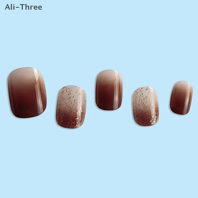 24個入り グリッターネイルセット 粘着ストリップ付き 韓国風キュートなハートデザイン 付け爪 フルカバーネイル 女の子向け