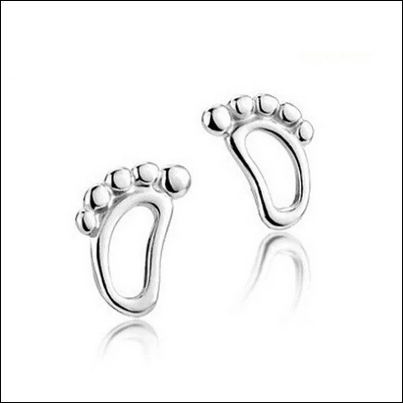 1 زوج المرأة لطيف ليتل القدم وأقراط صغيرة حافي القدمين آثار أقدام الجوف خارج الأقراط لفتاة النساء