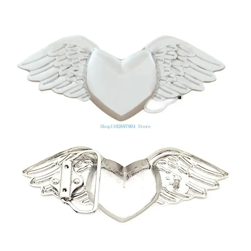 N7YF Attractive Heart Wing Themed Belt Buckle Belt Accessory For Style Statement