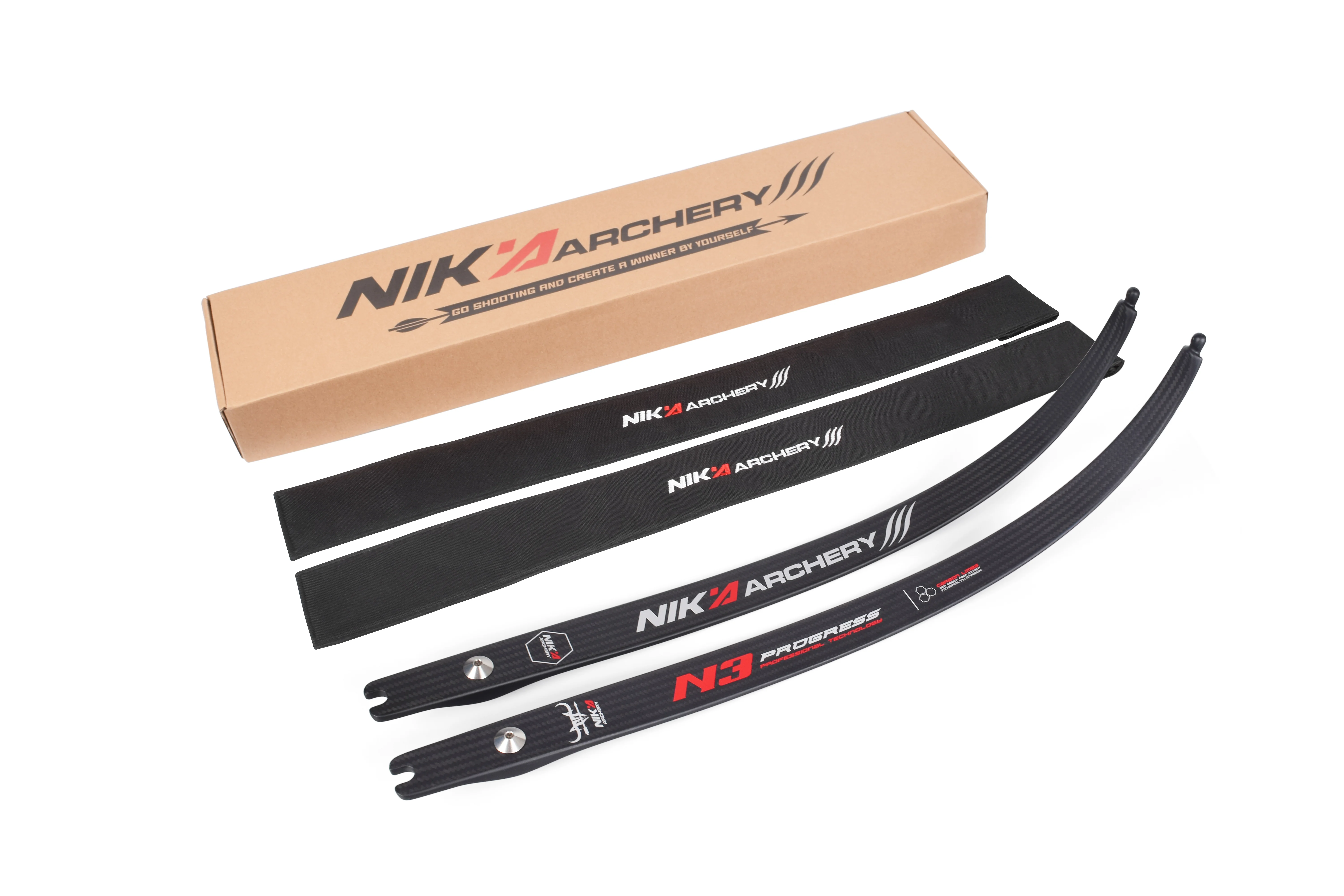 NIKA ARCHERY membres d'arc classique série Progress membres en Fiber de carbone N3 24-44 lbs Sport de plein air contenu en Fiber de carbone 55%