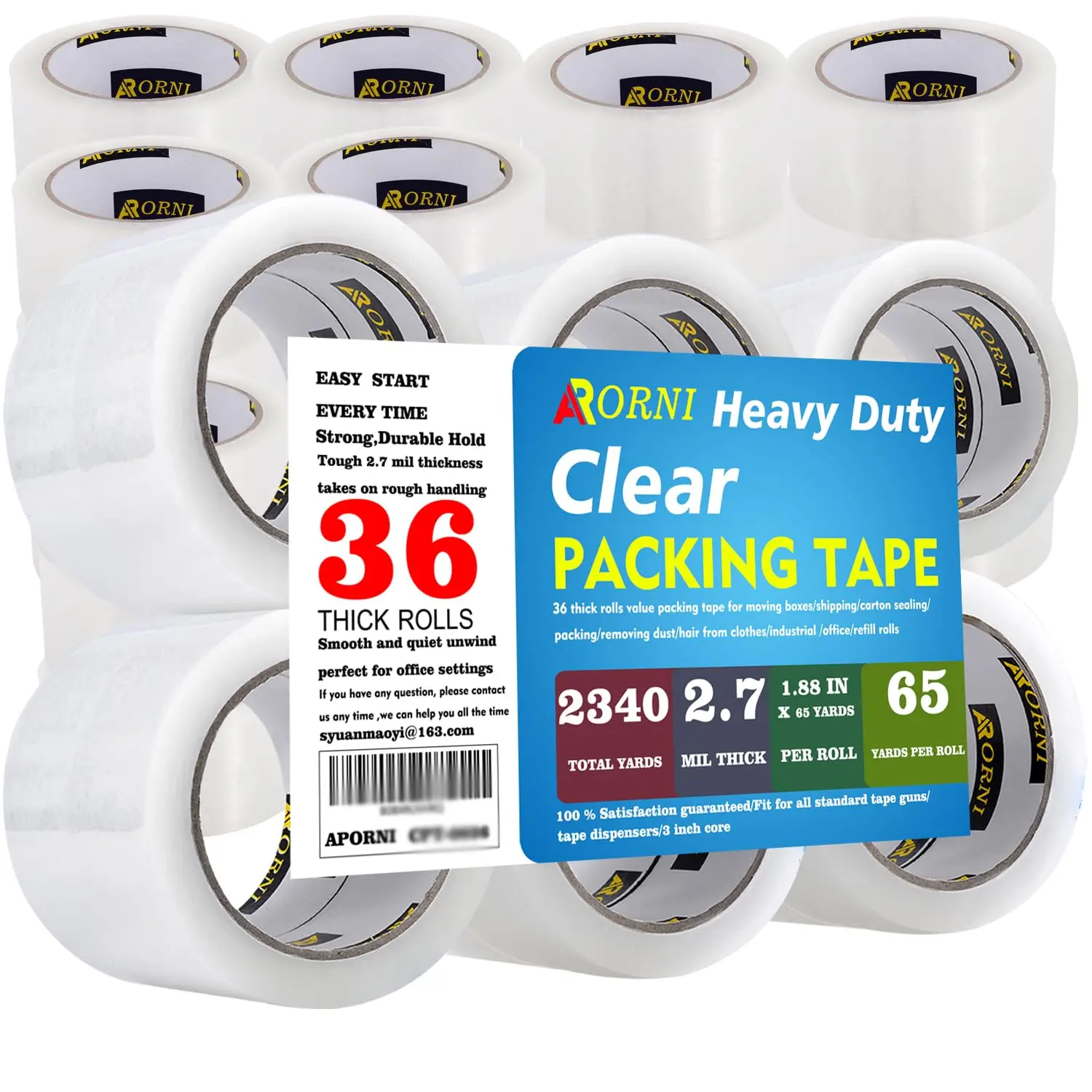 

Clear Packing Tape Heavy Duty Refill Rolls Sealing Great for Packing Box Shipping and Moving Supplies Packaging 36 Rolls