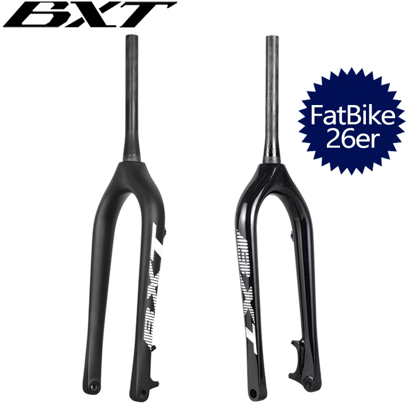 BXT-Full Carbon Fiber Snow Bike Fork, 26er Disc Brake, Fat Bike Fork, Bicycle Compatible Tires, 26er * 5.0, 150*15