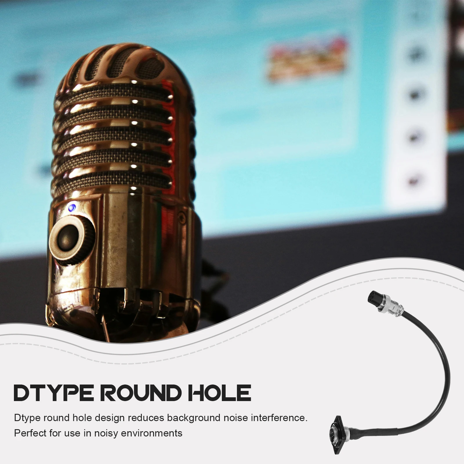 

Sturdy Metal 8-Pin Conference Microphone Connection Cable Stable Audio Extension Cord D-Type Round Hole Noise for Lectures