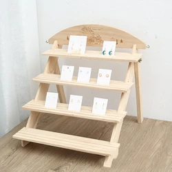 Wooden Storage Rack Flower Rack Desktop Durable Trapezoidal Cosmetics Finishing 2/3/4/5 Tiers Foldable Shelf Storage Household