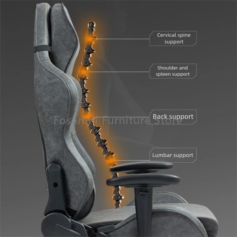 หนังย้อนยุคนอนเก้าอี้เล่นเกมที่มีที่วางเท้ากว้างพนักพิงศีรษะโฮมออฟฟิศเก้าอี้ตามหลักสรีรศาสตร์สบายปรับโต๊ะหมุนเก้าอี้