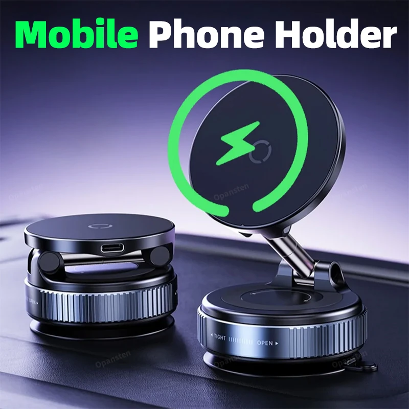 

Суперсильное магнитное автомобильное беспроводное зарядное устройство, держатель для телефона 360° ° Вращающаяся вакуумная присоска для iPhone серии 12-17, быстрая зарядка