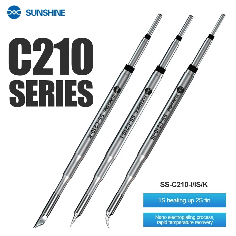 

SUNSHINE C210 Series Soldering Tip JBC C210 T210 T26 T26D S21 Tips Fast Heating C210-I/IS/K Head for SMD Welding