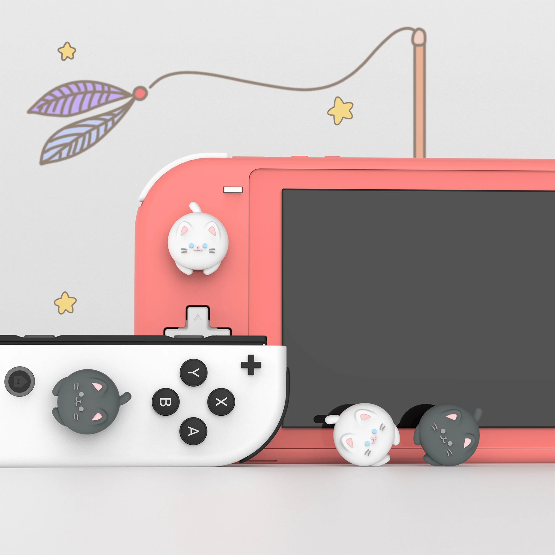 PlayVital Leuke joystickdoppen Analoge afdekkappen Duimgrepen voor Nintendo Switch/Switch Lite/Switch OLED Joycon - Animal Series