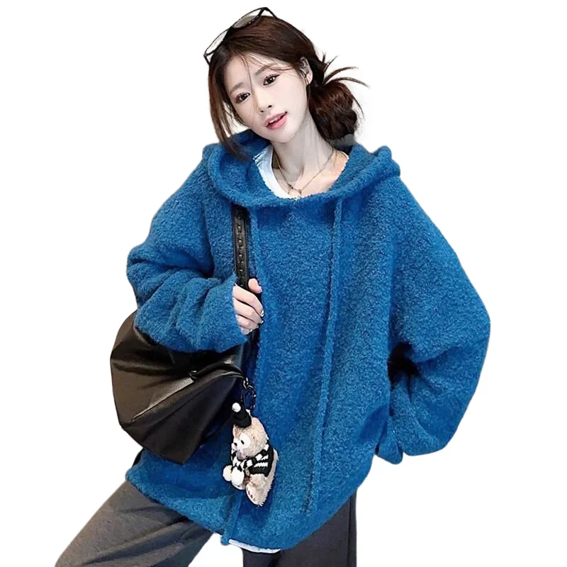 

Girl Winter Pullover Lazy Style Soft and Luxurious Hooded Sweater for Women In Autumn and Winter Loose Long Women Sweater