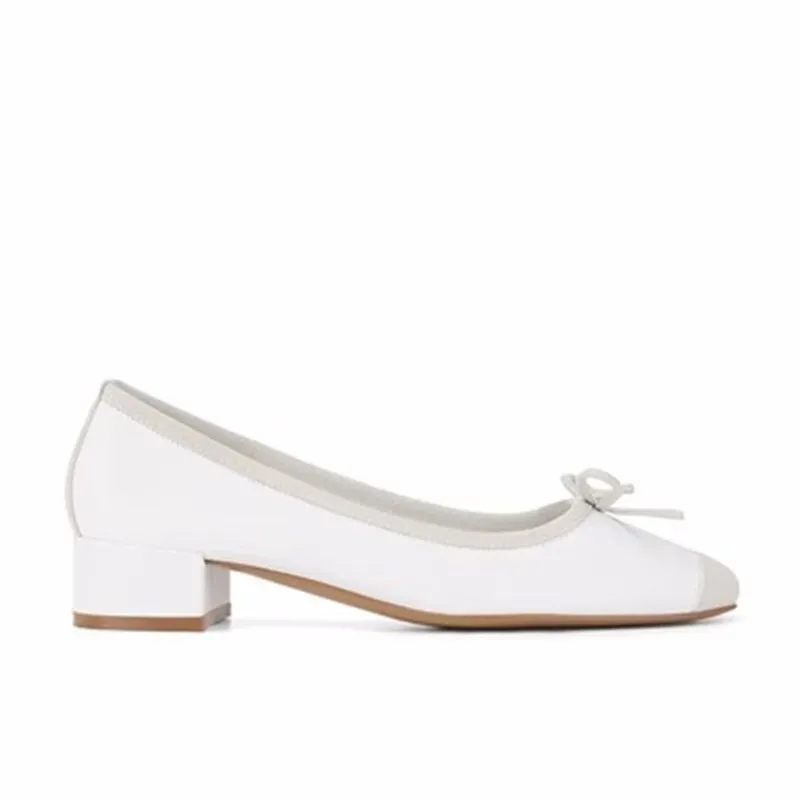 フラットシューズ-レディース-バレエシューズ-スクエアヘッド-バタフライノット-ラフヒール-シープスキン-快適なフラットボトム-韓国スタイル-スリッポンシューズ