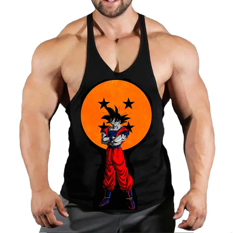 Dragon Ball Goku Plus Size Men Clothing Tank Tops Black Anime Singlets Sleeveless Fitness Men Vest Casual Bodybuilding Vest New