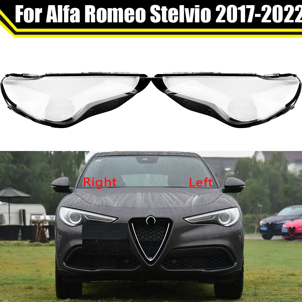 Auto Head Lamp Light Case For Alfa Romeo Stelvio 2017-2022 Car Headlight Cover Lampshade Glass Lampcover Caps Headlamp Shell