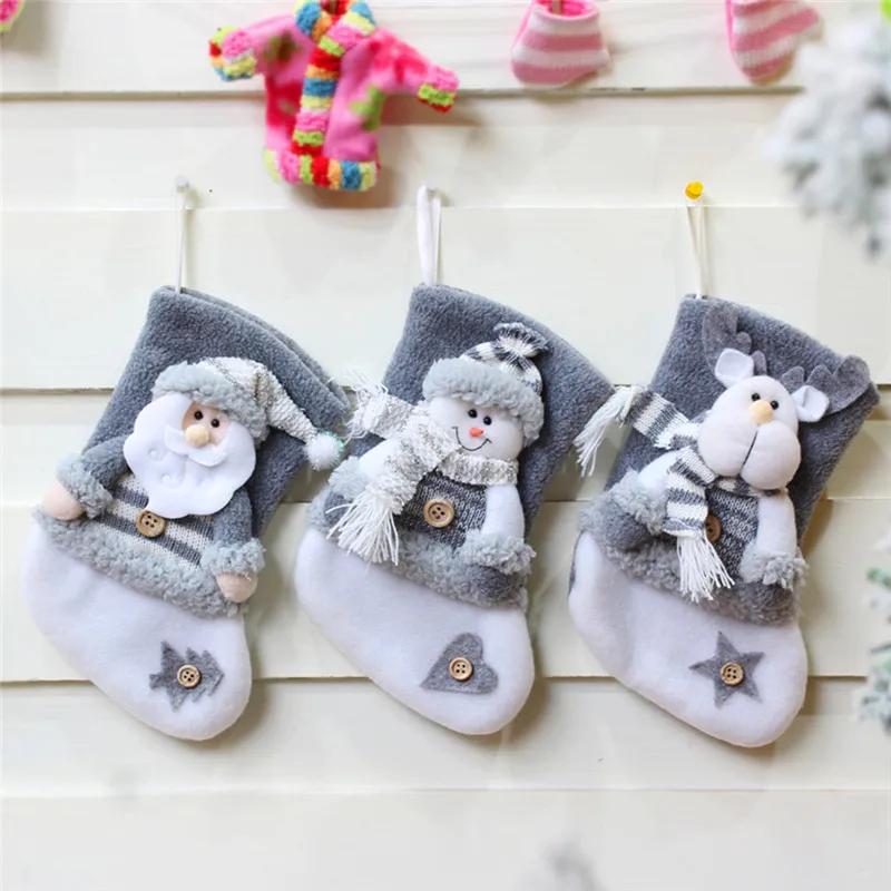 Christmas Stockings Pendant Display Holiday Decorations Winter Thick Lint Cute Santa Claus Gifts Christmas Decoration Supplies