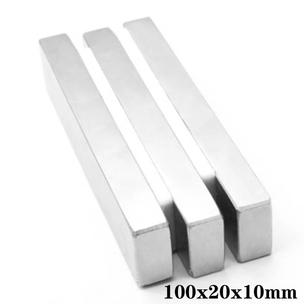 Imanes potentes de neodimio de hoja más larga, imanes permanentes fuertes NdFeB de 100x20x10mm, 100x20x10mm, 1/2/3 Uds.