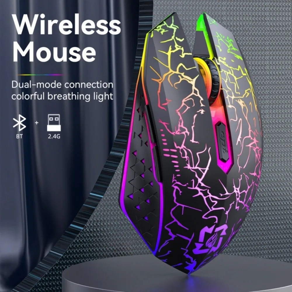 

Легкая беспроводная мышь Bluetooth 2,4G RGB, двухрежимная беспроводная мышь для ноутбука, красочная подсветка, портативная перезаряжаемая мышь для ПК