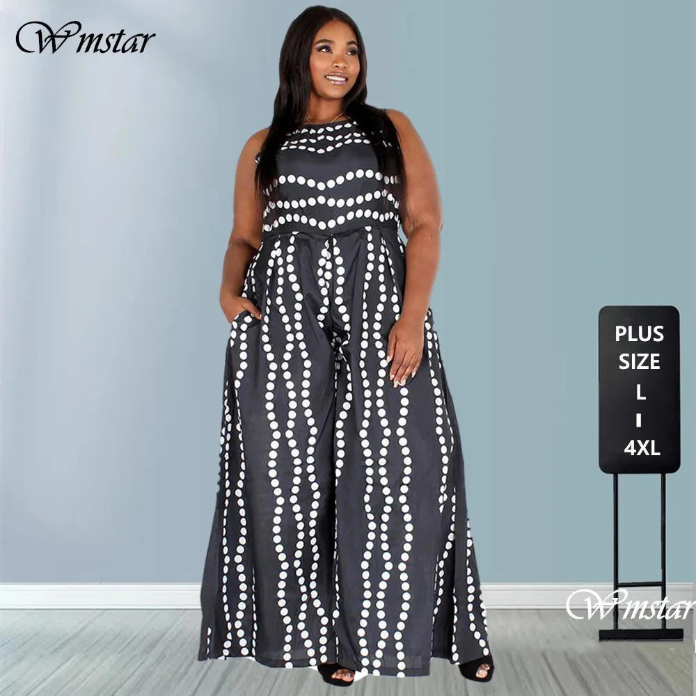 

Wmstar Jumpsuit Plus Size Women Clothes Summer Sleeveless Casual Offices Ladies One Pieces Outifs Wholesale Bulk Drop Shipping