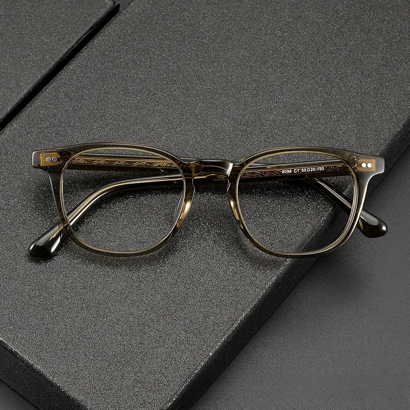 

New Arrival Japanese Women Brand Design Retro Prescription Acetate Glasses Frame TVR8096 Handmade Oval Men Blue Light Eyewear