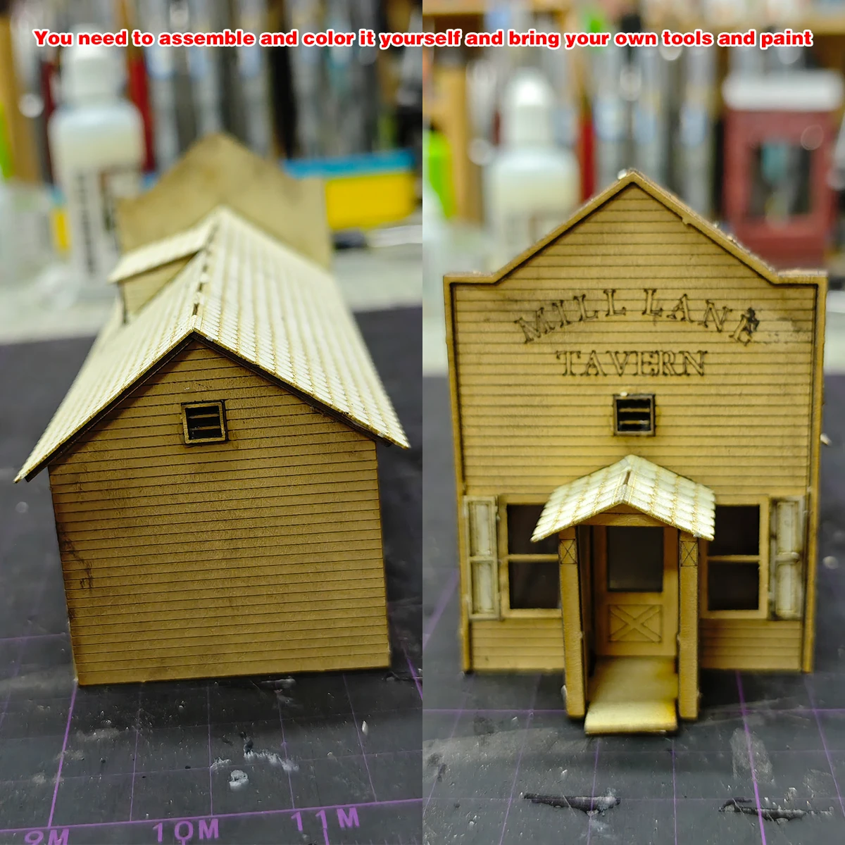 Architekturmodell-Bausatz Miniatur-Eisenbahn-Gaststube Kneipe Tränke Laden Geschäft Diorama Maßstabsmodellbausatz HO 1/87 – Detail 3