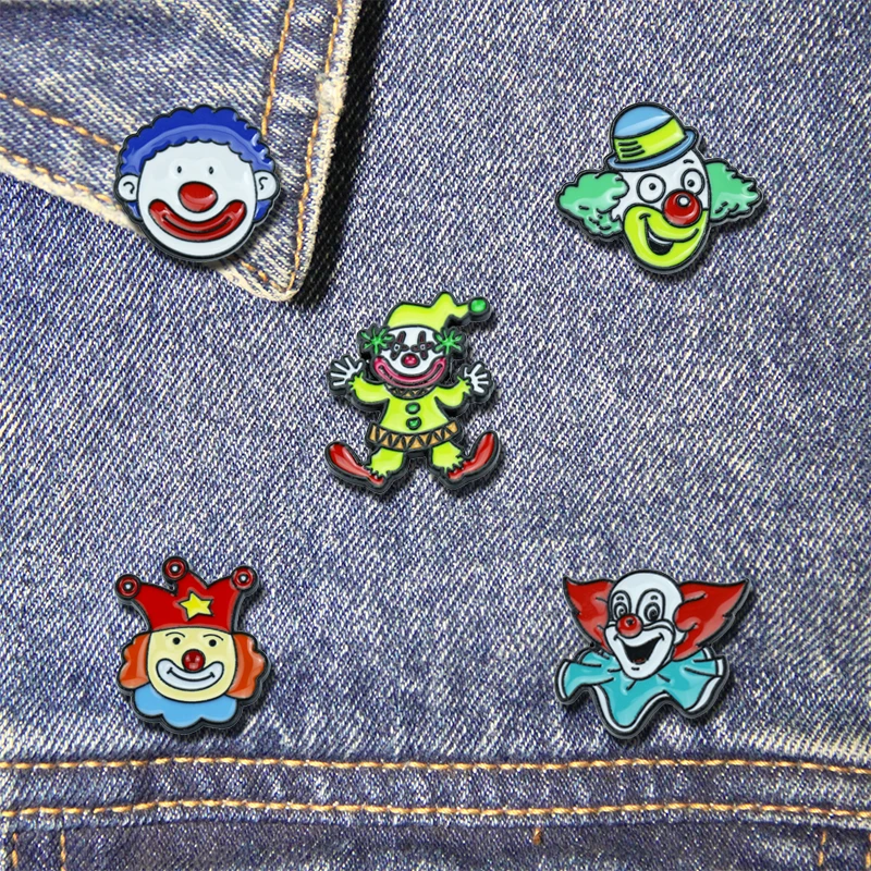 Clown Brooch for Girl Women Auguste Circus Joker Badge Fashion Backpack Enamel Pins Jewelry Holiday Gift