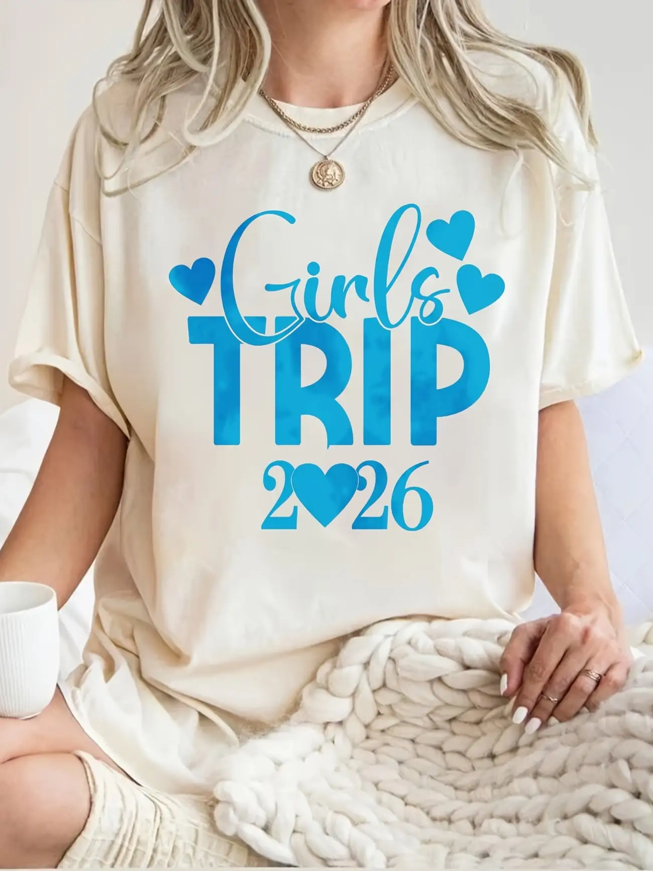 

Plus size women's short sleeve T-shirt Girls Trip 2026 Heart Design Spring and Summer Essentials summer outfits women's