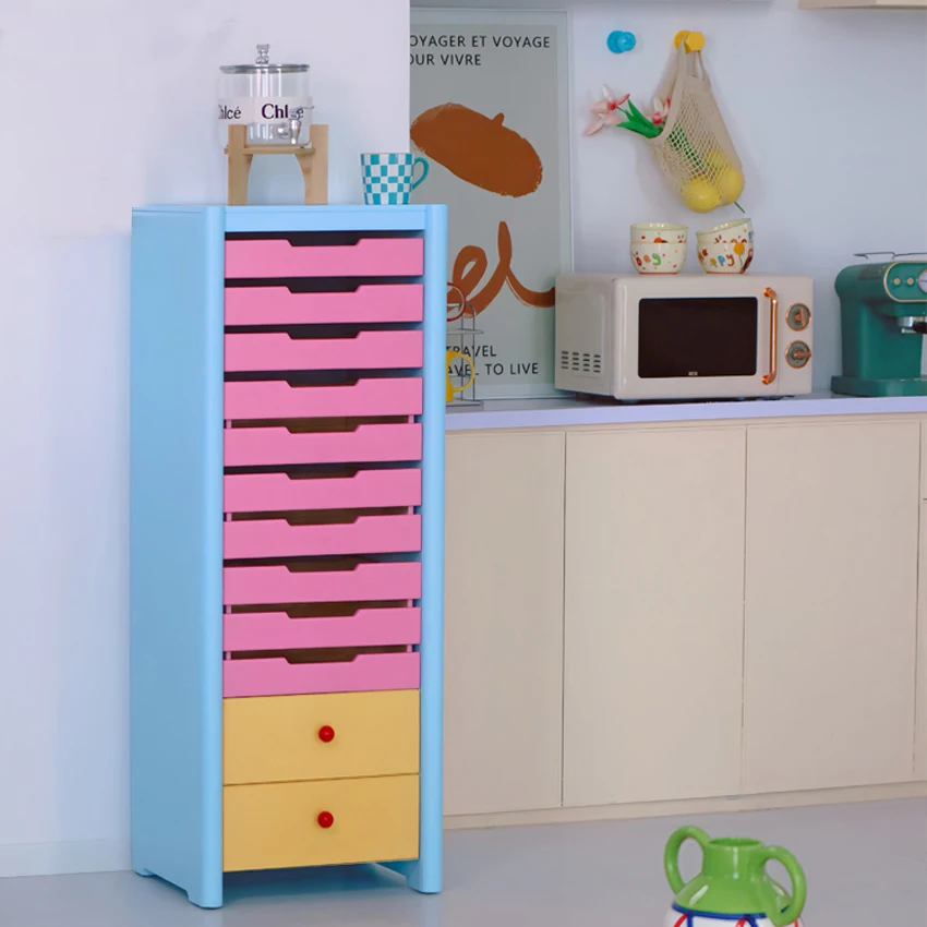 Designer Drawer Cabinet Dopamine All Solid Wood Side Cabinet Nordic Cabinet Cream Wind Storage Side