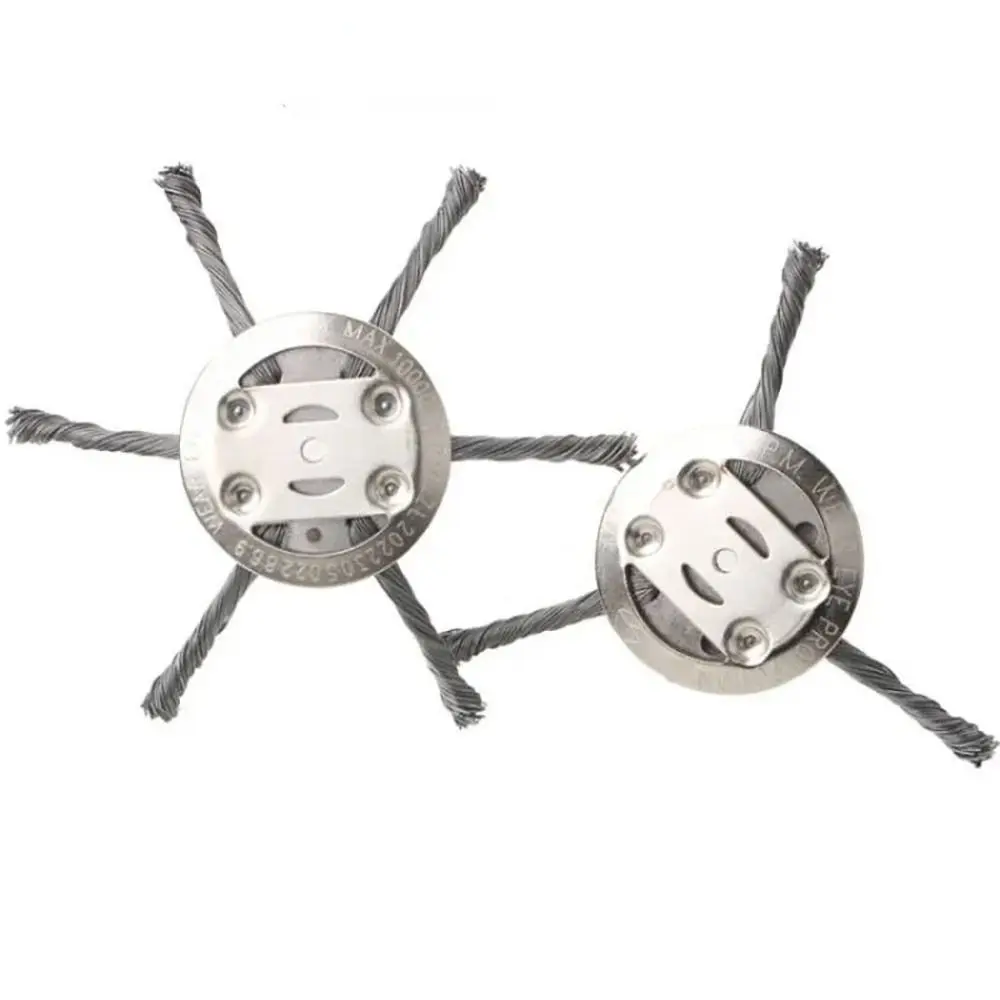 1 قطعة عجلة أسلاك الفولاذ جزازة العشب رئيس إزالة موس الصدأ 6 بوصة الاعشاب رأس فرشاة فرشاة القرص العالمي العشب الانتهازي رئيس