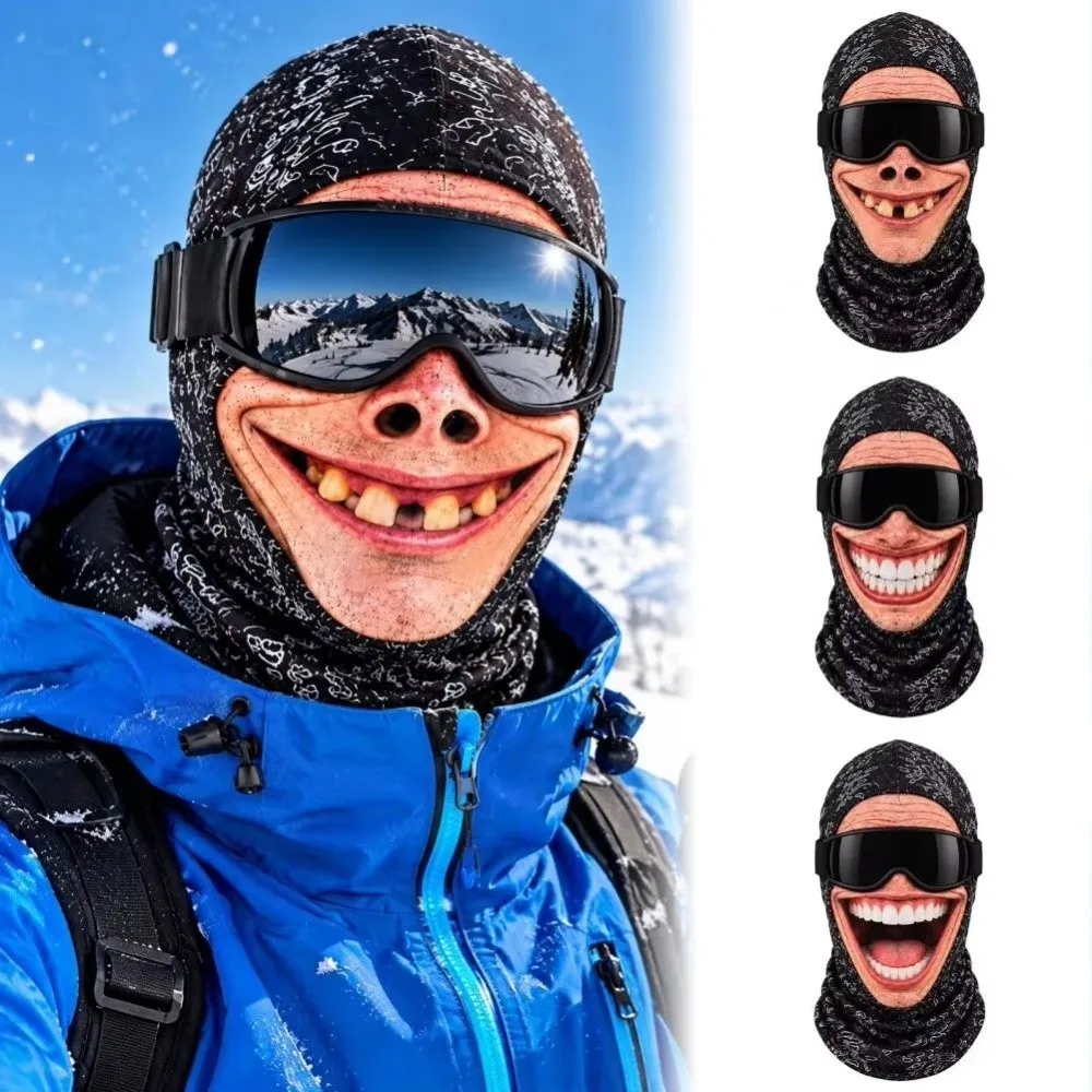 3D Face Printed Old Man Balaclava Face Mask White Mustache Breathable Eye Hole Winter Mask Cover Elastic Stretch Funny Ski Mask