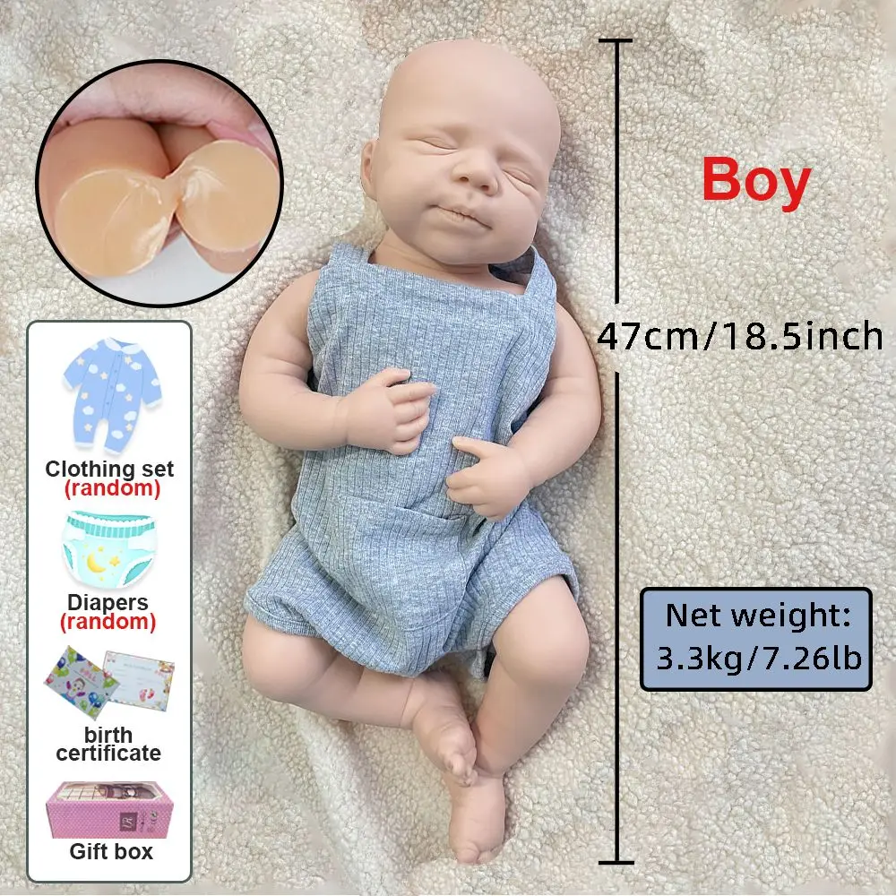 18-Zoll-unlackierte realistische Silikon-Reborn-Babys, Mädchen/Jungen, Pascale, waschbare Neugeborene, Geschenk für Kinder, Spielzeug und Sammler