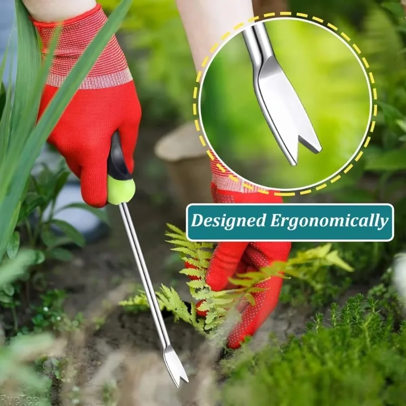 Stainless Steel L-Shaped Crack Weeder Manual Garden Weeding Tool Hand Weeder Soil Loosener Digging Turner Gardening Hand Tools