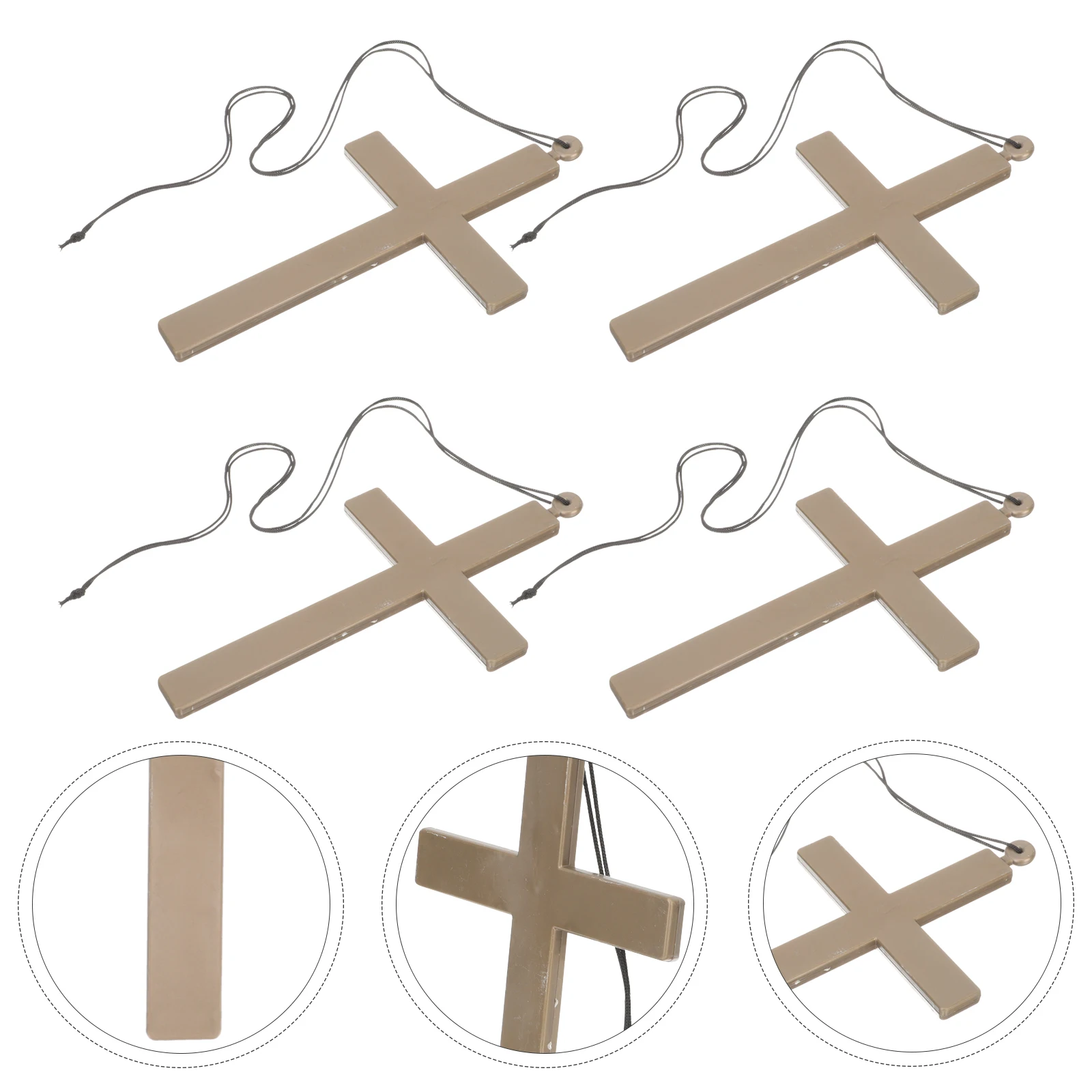 

4pcs Plastic Cross Pendant Nun Priest Costume Accessories Halloween Party Decor Crucifix Necklace Masquerade Ball Prop Cosplay
