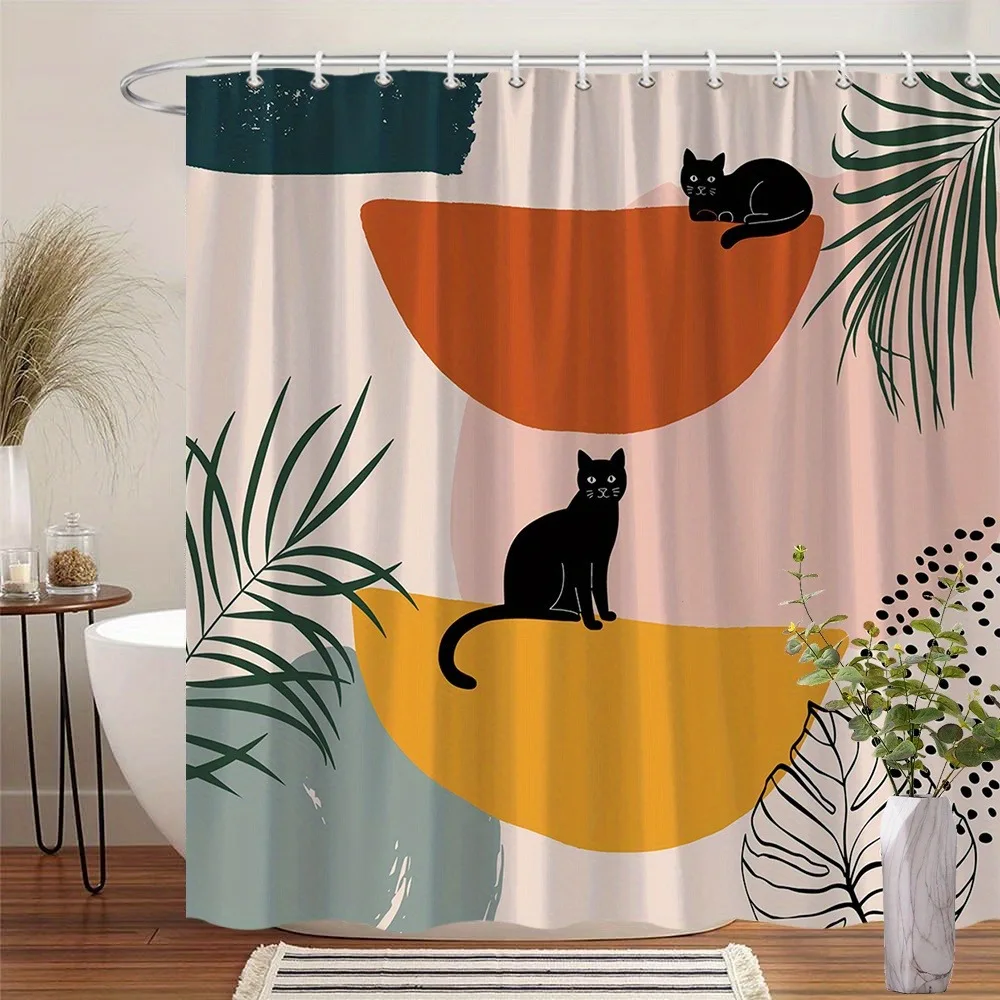 

Современные минималистичные черные кошки моющиеся грязеотталкивающие занавески для душа насадка для душа водонепроницаемая полиэстеровая занавеска для ванны для домашнего декора