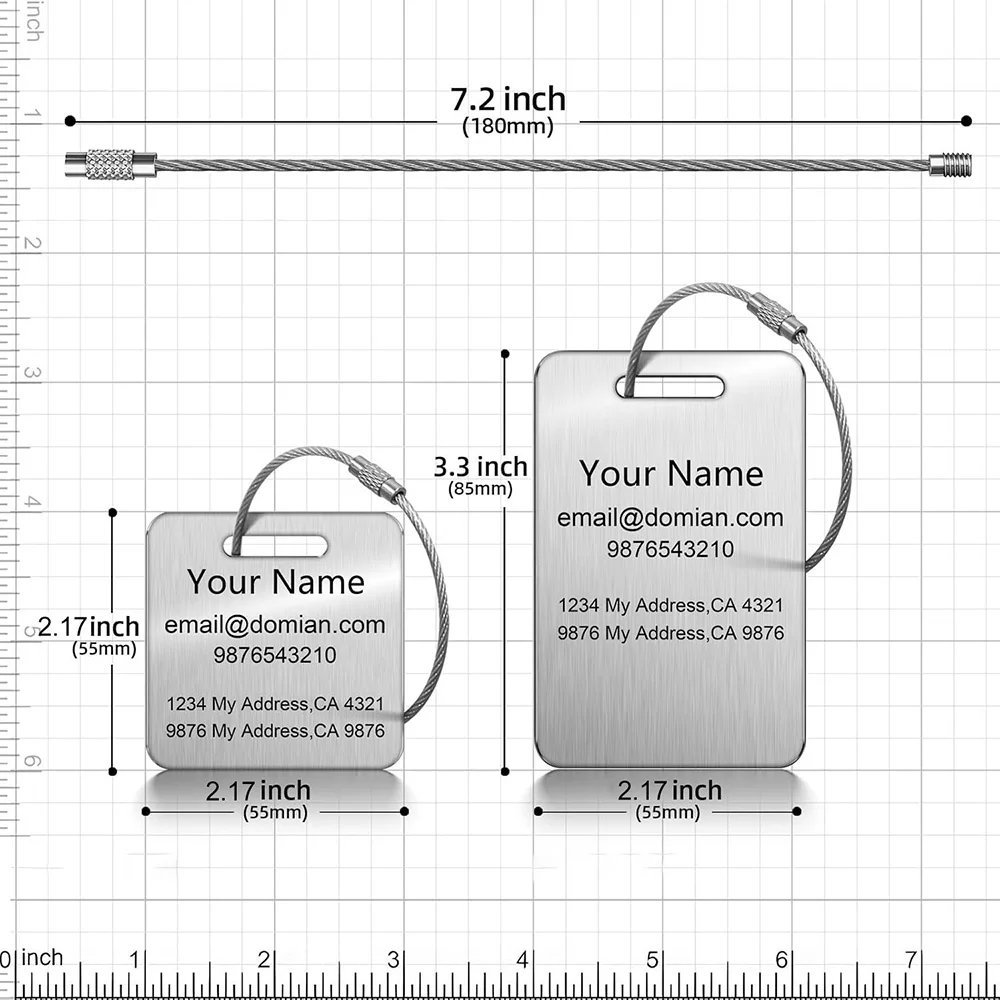 Laser Engraving Custom Text Luggage Tag Personalized Suitcase Tag Travel Accessories Customized Text Stainless Steel Labels