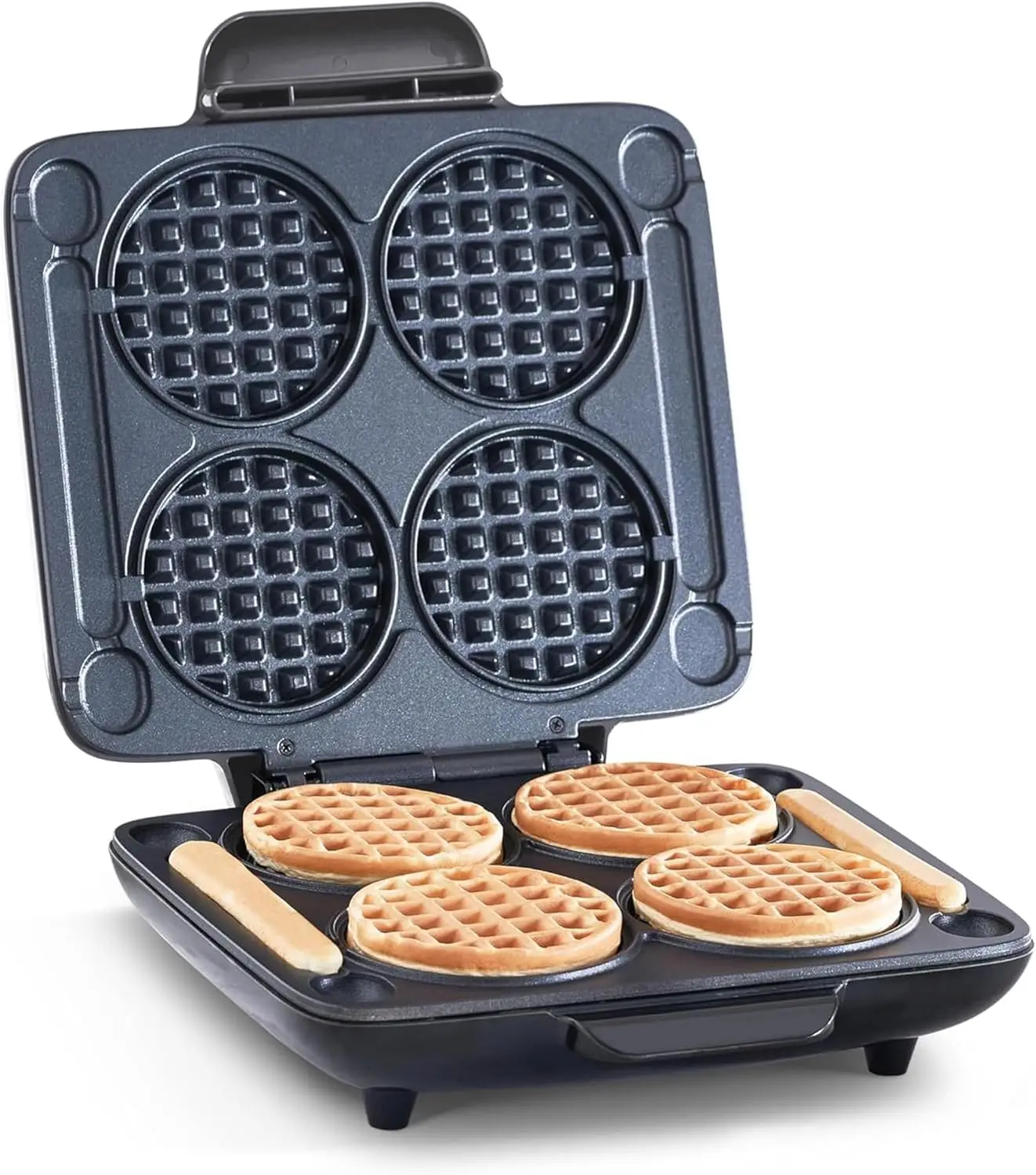 

Compact Quad Waffle Maker for Family Breakfasts - Dual Nonstick Plates, Fast Heating & Easy Clean