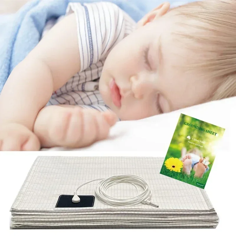 Soft and Conductive Grounding Sheet 95% Cotton and 5% Silver Fiber Composition Improve Sleep Easy to Use 193X203CM/70X200CM