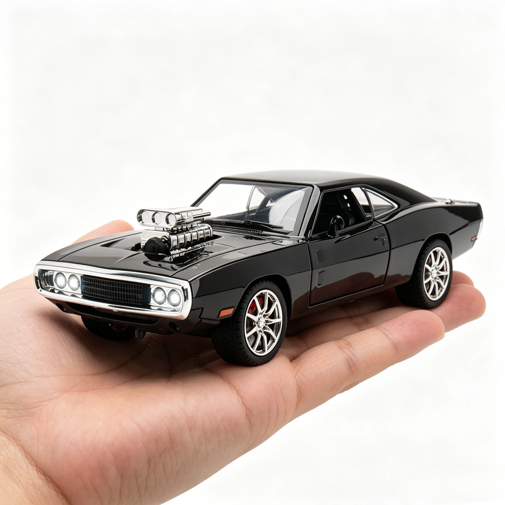 

1:24 Charger 1970 Sports Car Models Toy Alloy Diecast Sound Light Pull Back Vehicle for Kids Presents