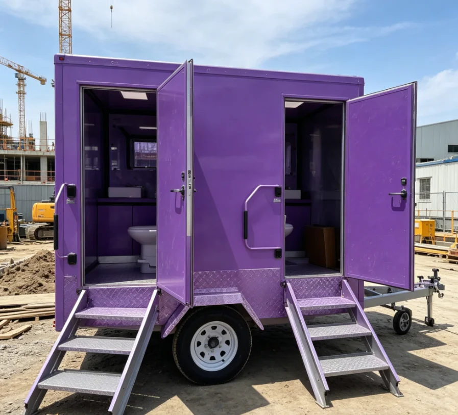 Camping Portable Shower Toilet Combo Trailer Self Plumbing Flushable Mobile Restroom For RV Park  Remote Campground