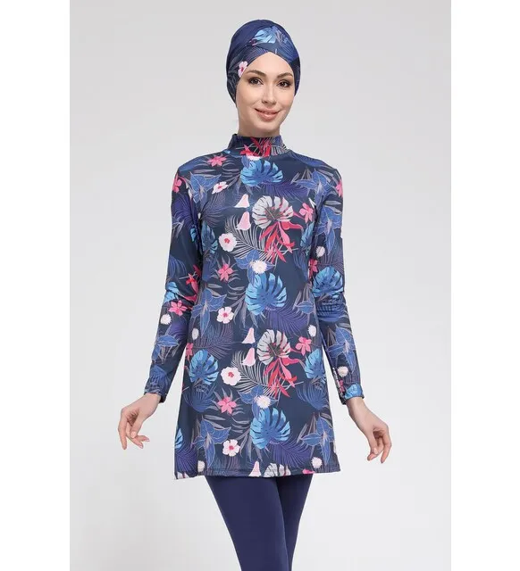 

Digital printed long sleeve hijab swimsuit