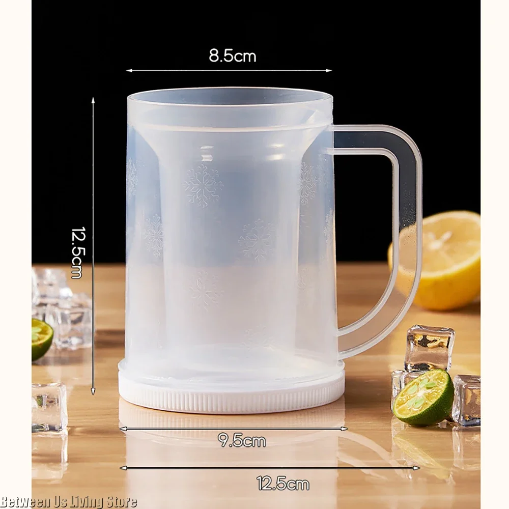 Quick Freezing Double Layer Ice Mug Beer Cup Translucent Glasses No Leakage No Dilution for Hot Summer Home