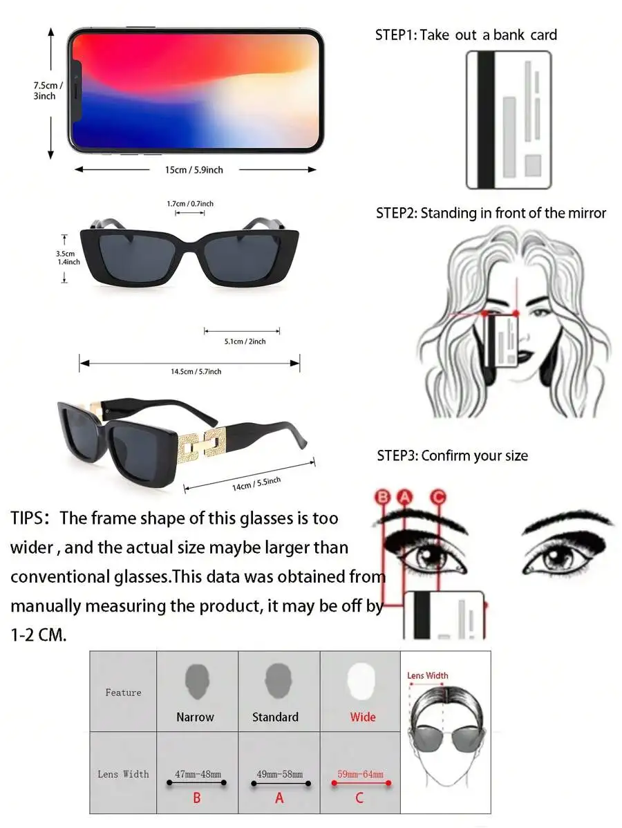 1pair Vintage Plastic Frame Geometric Eyeglasses Shades With Changeable Legs For Outdoor Travel Fashionable Decorative Fashion Glasses Shades Beach Accessories Beach Accessories For Women Glasses Shades Basics Fall Winter Women Outfits Clothes Business view 6