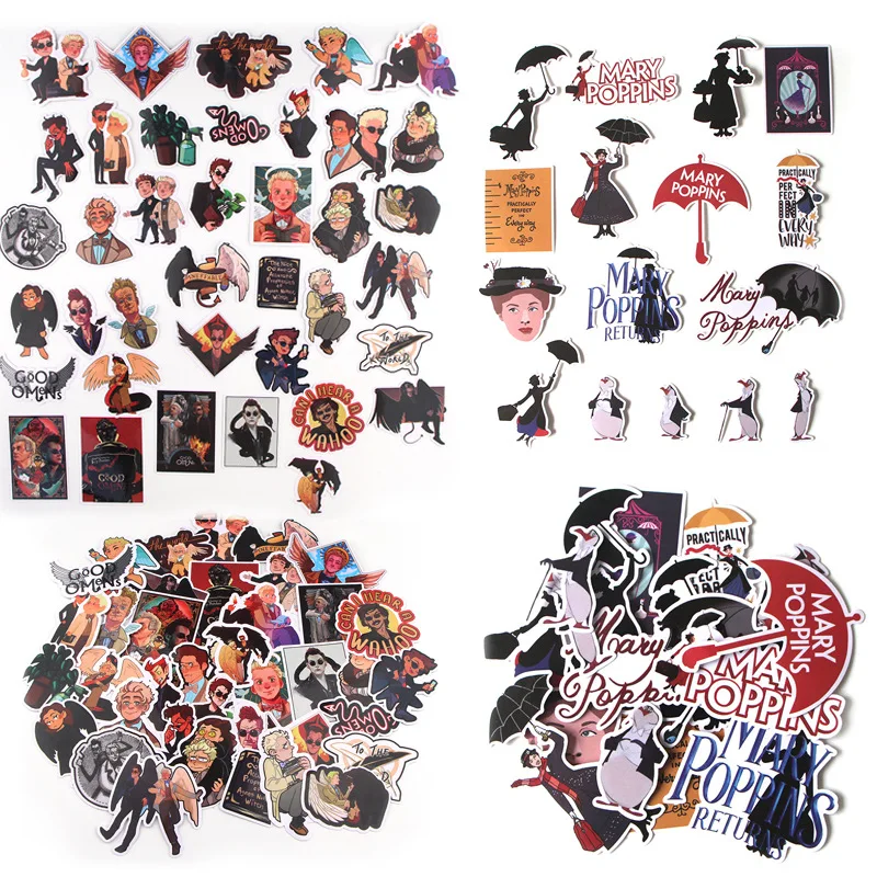 16/38/54PCS New TV Series Good Omens Cartoon Decal Water Cup Laptop Suitcase Waterproof Decoration Graffiti Stationery Stickers