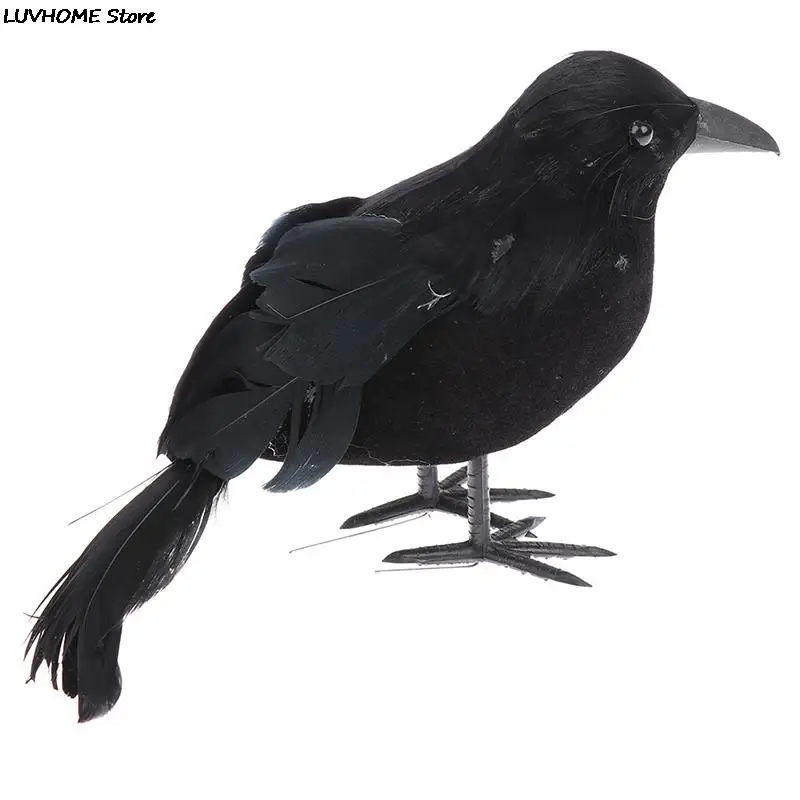 Halloween Black Crow Props Realistic Raven Spooky Feathered Crows House Decor