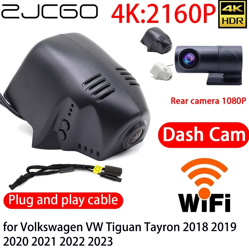 

ZJCGO 4K Car DVR Dash Cam Wifi Front Rear Camera 24h Monitor for Volkswagen VW Passat Alltrack B8 Arteon 3H7 Tiguan Facelift