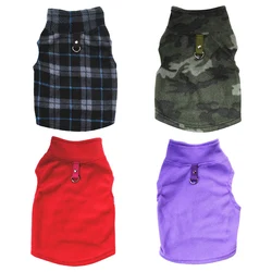 Fleece Vest Small Dog Pullover Fleece Jacket with Leash Ring Plaid Cold Weather Dog Clothes Pet Apparel Windproof Lightweight