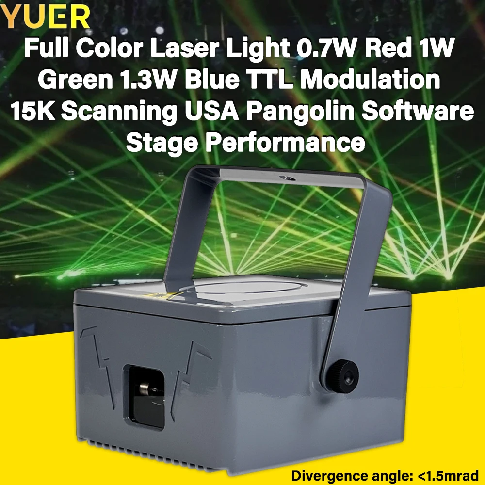 

YUER NEW 3W IP65 waterproof Dynamic Laser Light for Stage Shows and Events, Full Color, 15K Scanning，TTL,USA Pangolin Software