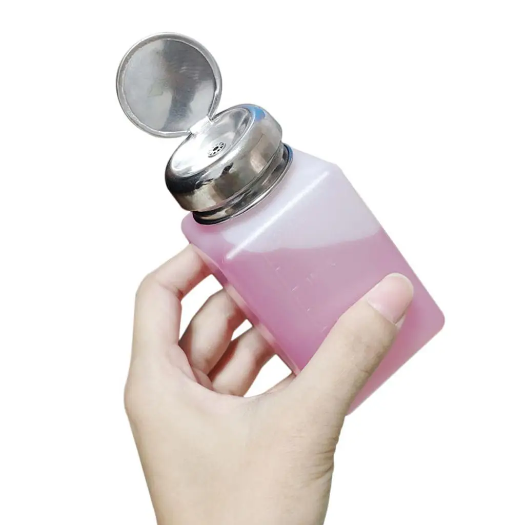 Alcohol Pumping Dispenser Bottle Plastic Press for Nail Stickers Gel Semi Cured Nail Strips Manicure