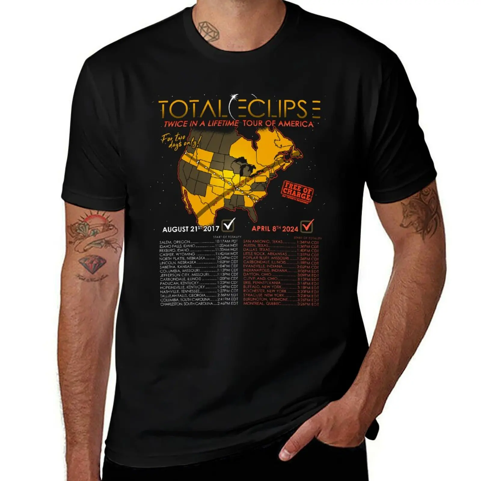

Total Solar Eclipse 2024 Twice In A Lifetime 2017 T-Shirt t shirts for man cotton funny men t shirt cotton 100% T-Shirt