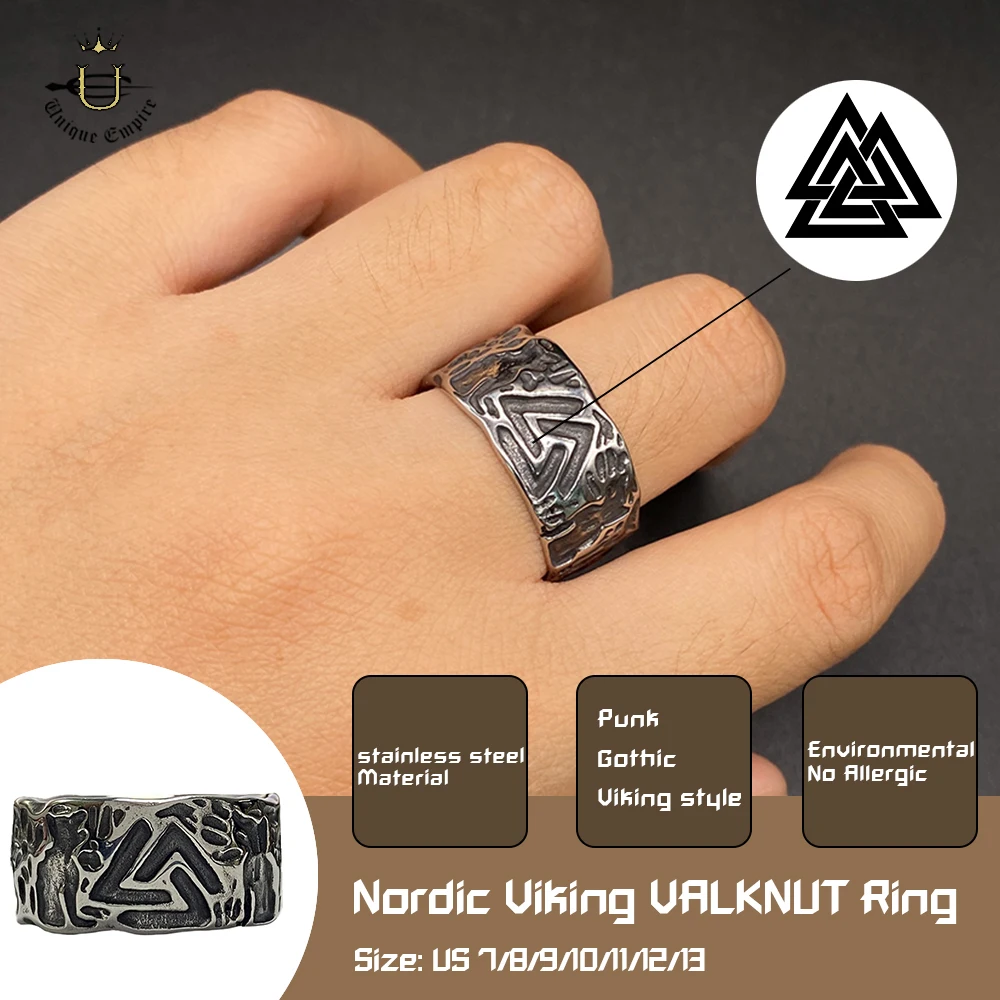 

Mythological Viking Ring Valknut Symbol Stainless Steel Band for Men Norse Rune Jewelry Bold Statement Ring Nordic Gift