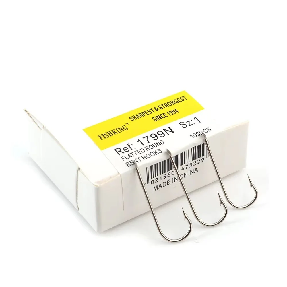 NGB 1799N High Carbon Steel Flatted Round Hook 100pcs/lot 1#-10# Barbed Hook Jigging Carp Fishing Tackle Bent Hook
